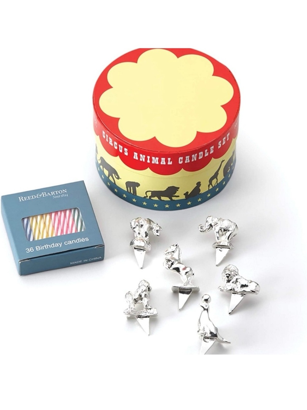 Reed & Barton Circus Animal Cake Topper Set - Silver Animal Picks New in Box